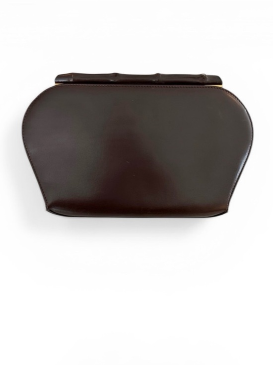 Gucci Handbags - GUCCI Calfskin Leather Bamboo Clutch Bag Dark Brown